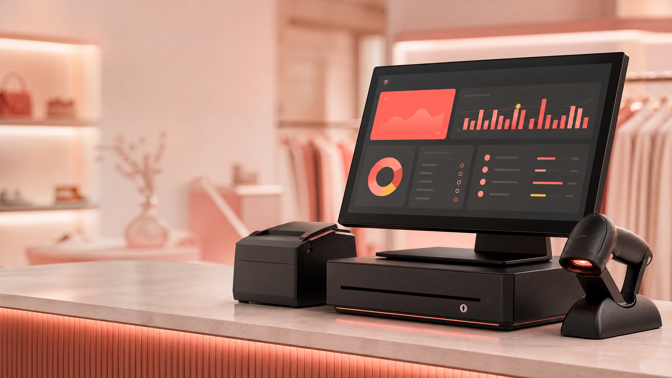 Minh họa quầy bán hàng vận hành với phần mềm EBIZ